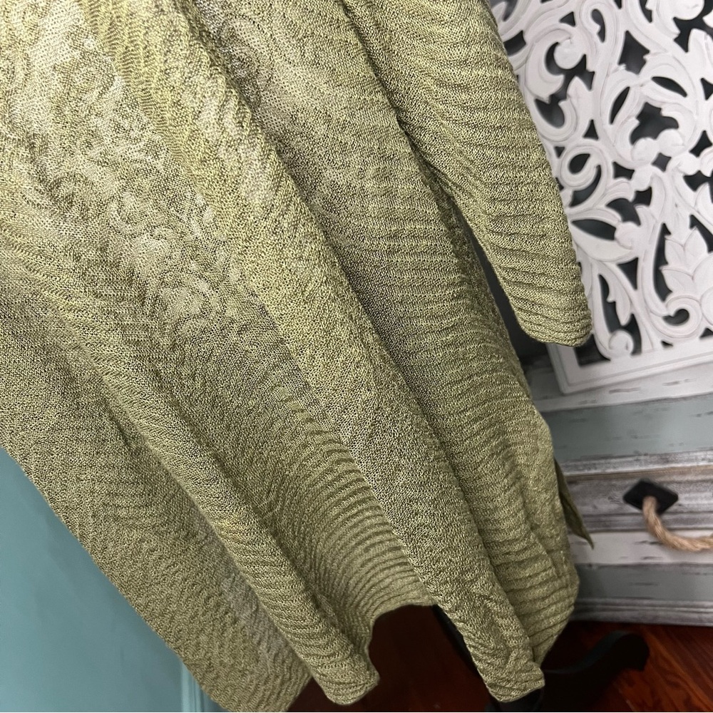 Eileen Fisher Hemp Open Front Longline Duster Cardigan Size 1X Hunter Green - Picture 8 of 10